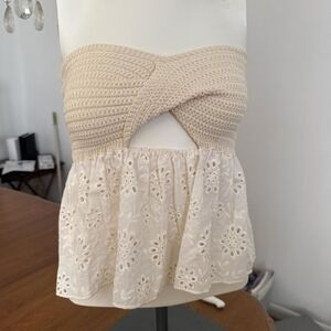 Zara Cream Crochet Lace Blouse